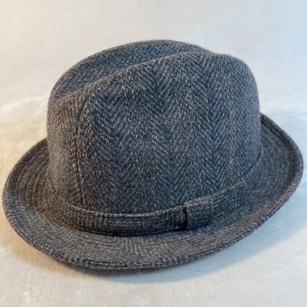 Dorfman Pacific Stockton Trilby Wool Blend Tweed Fedora Hat Gray Adult Large VTG